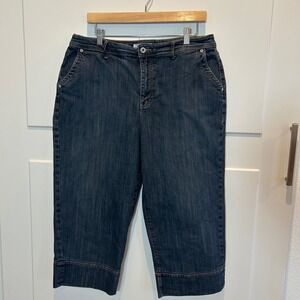 Chico's Platinum Jeans Womens Size 3 Capri Cropped Dark Wash Denim‎ Pants